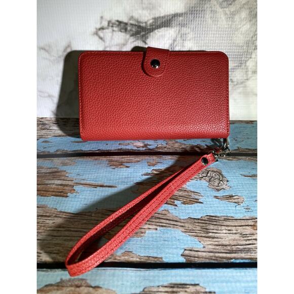 NEW Red Zippered Wallet with Wrist Strap - Wristlet - Compartments, Card Slots - Picture 1 of 7